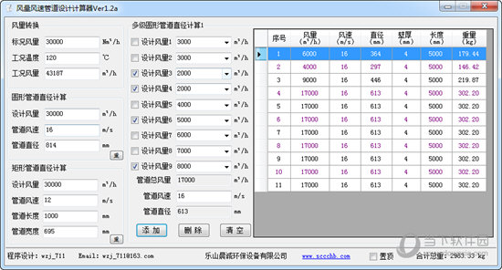 风量风速管道设计计算器