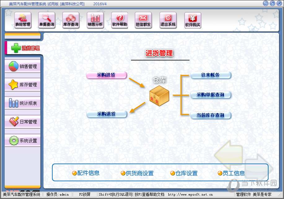 美萍汽车配件管理系统2016